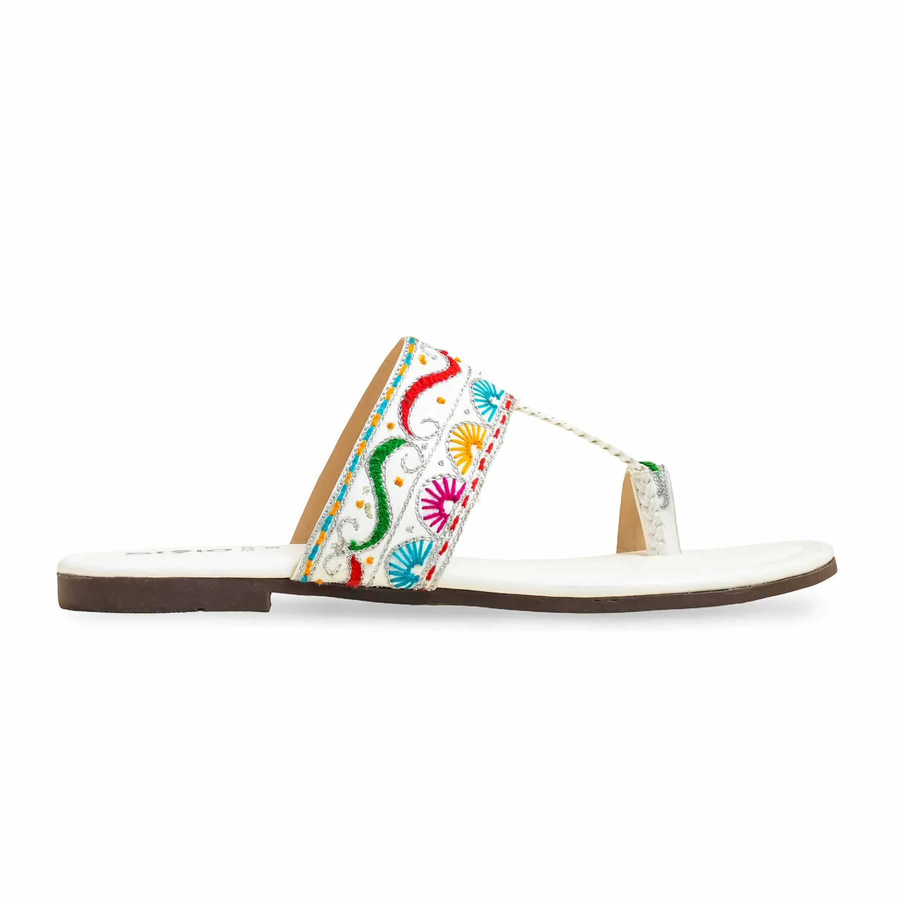 White Ethnic Chappal EC0213 - Image 2