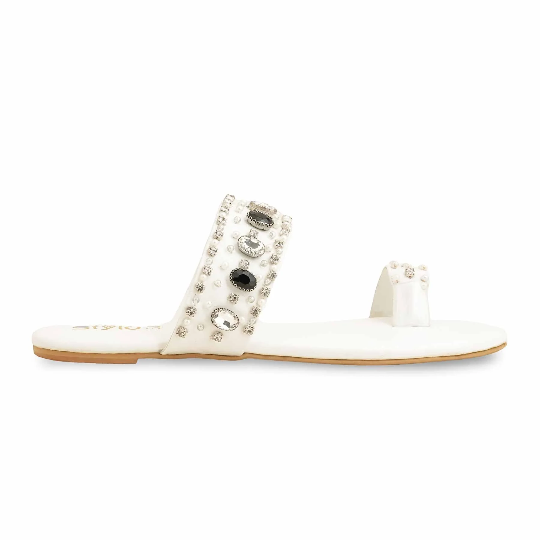 White Fancy Women Chappal EC0220 - Image 2