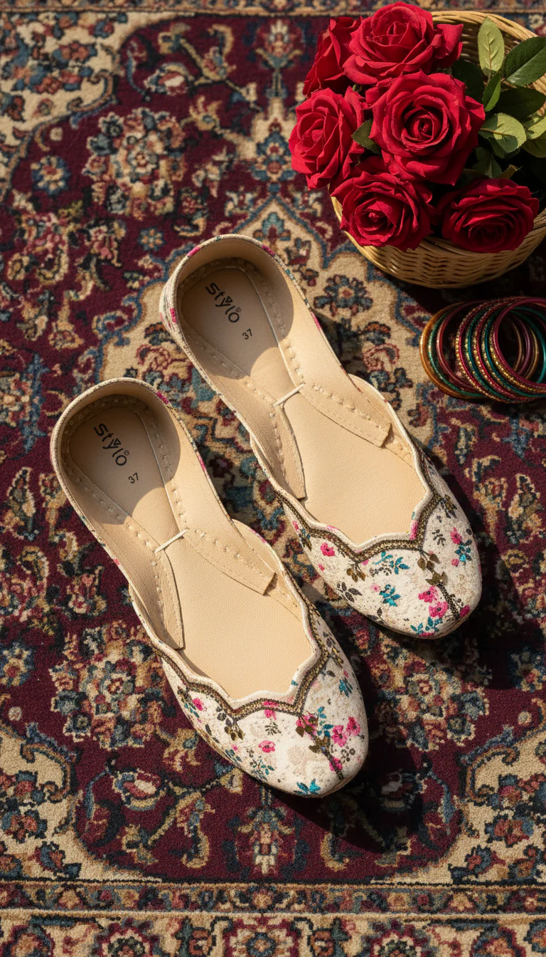 White Leather Khussa For Women EC8758 - Image 2
