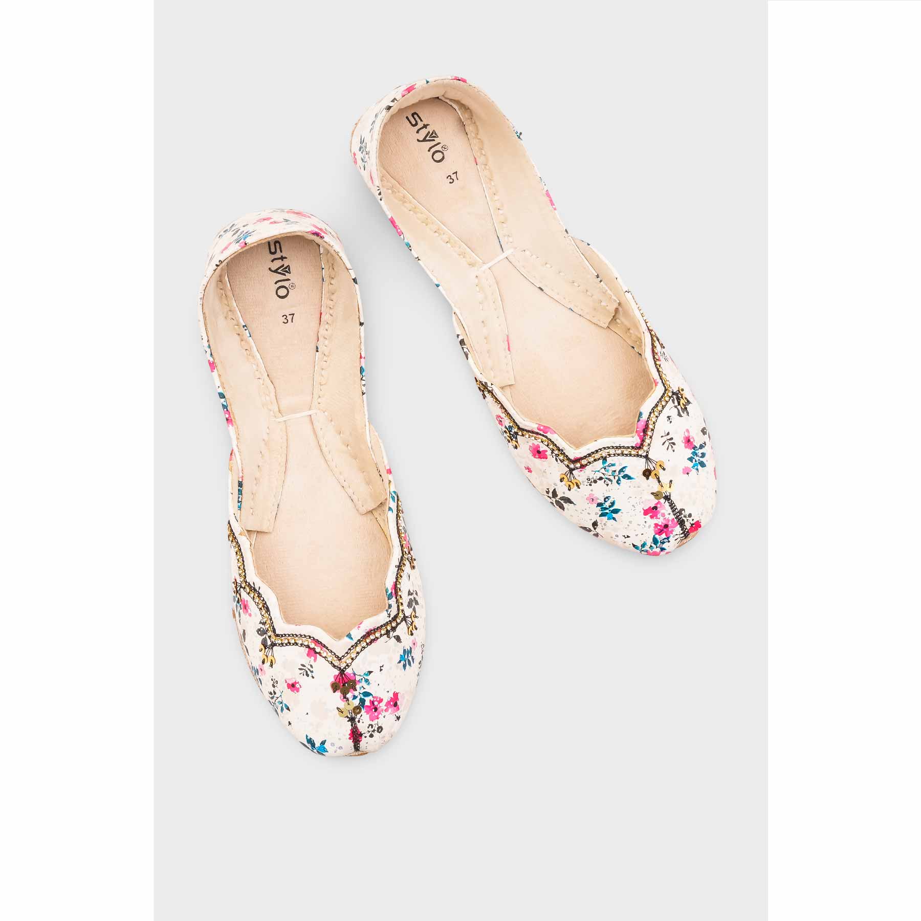 White Leather Khussa For Women EC8758 - Image 6