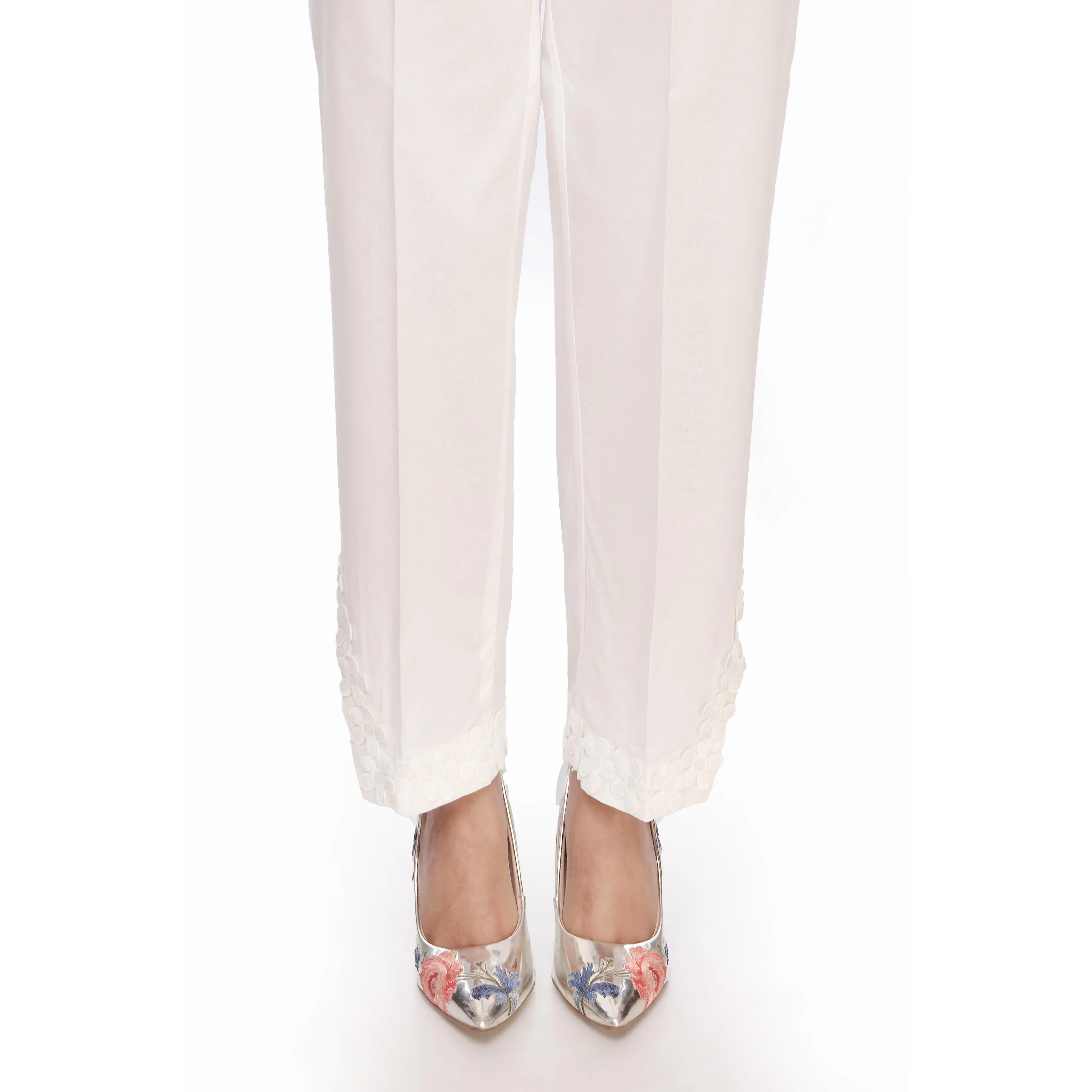 White Regular Fit Cambric Trousers PS2553 - Image 3