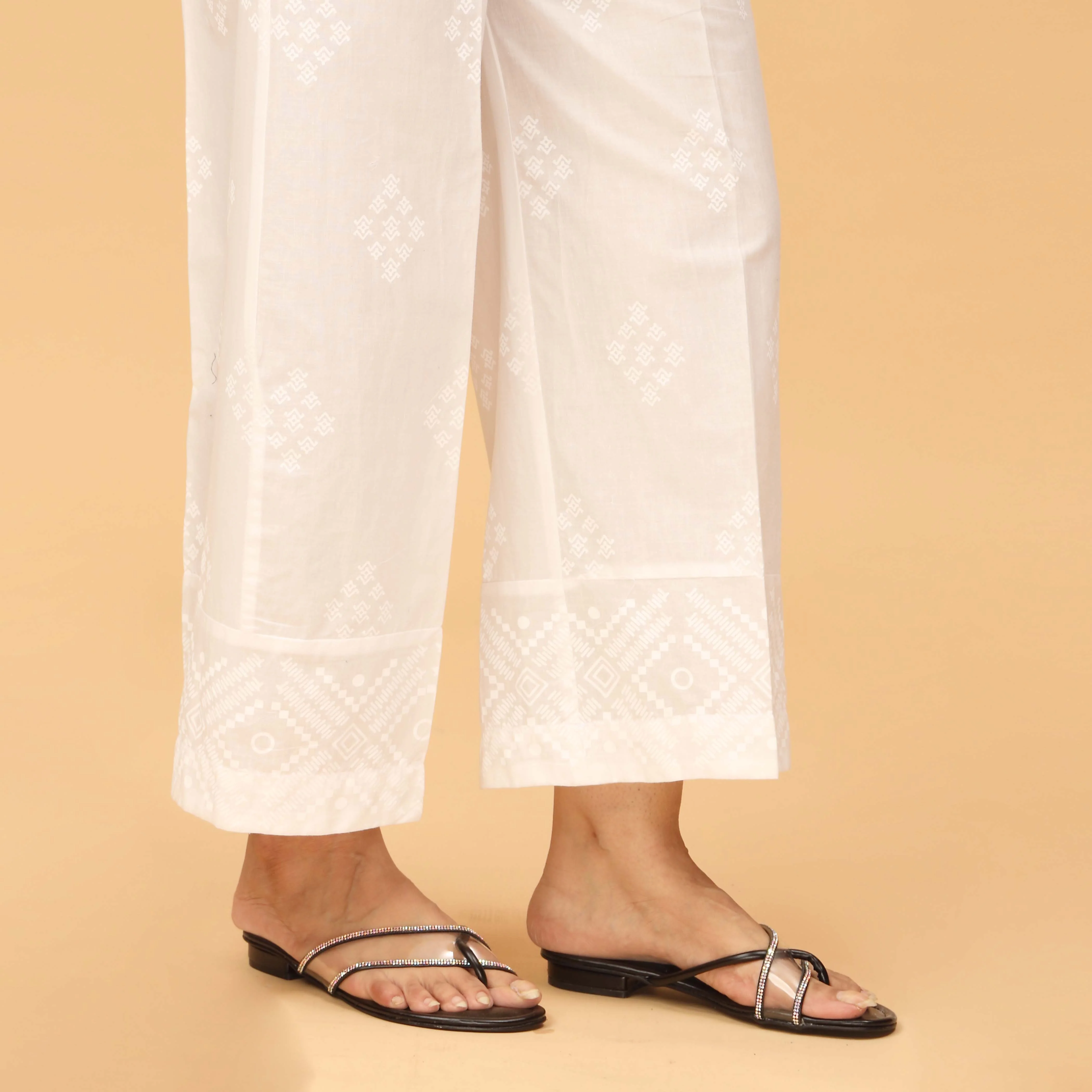 White Screen Printed Cambric Trouser PS4510 - Image 2