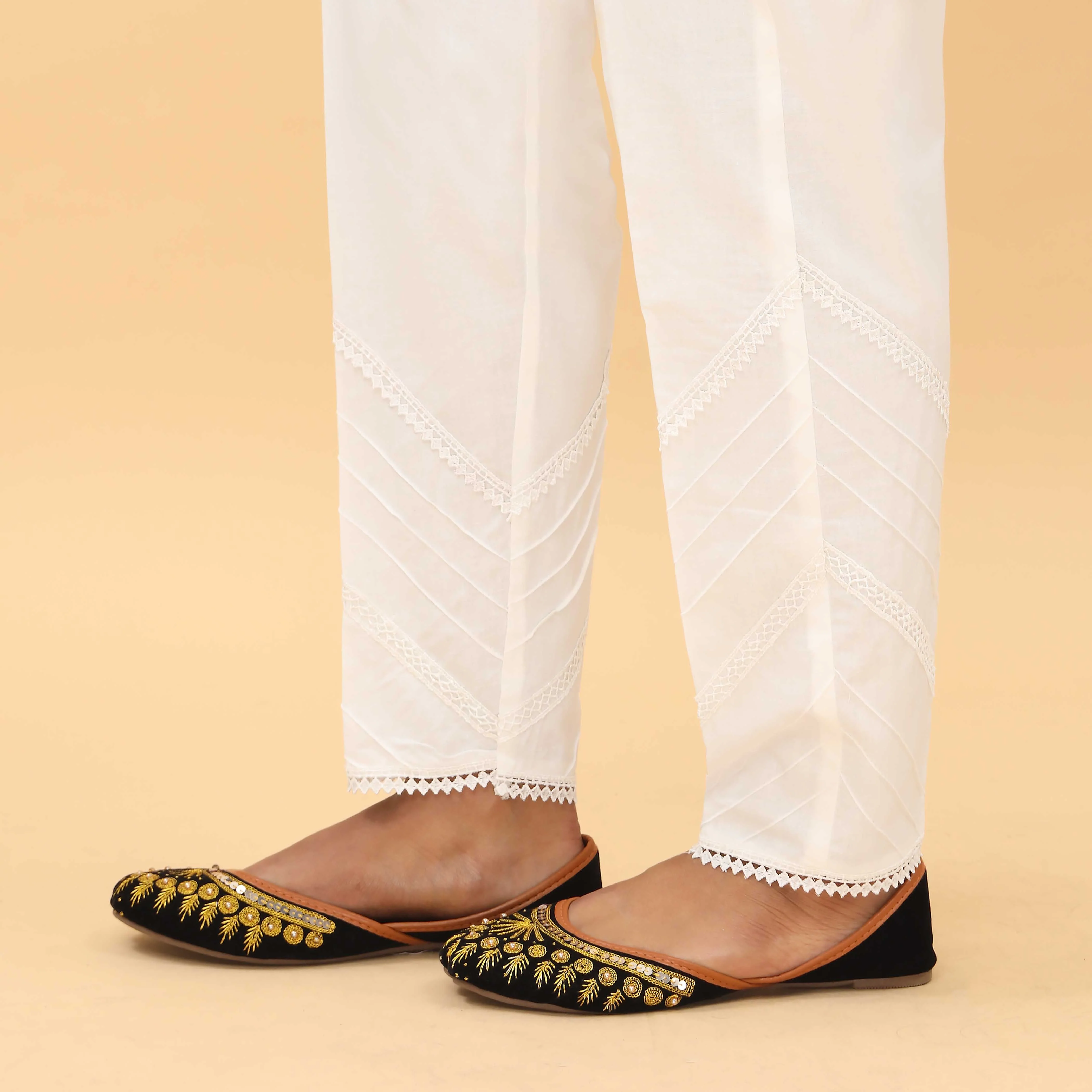 White Slim Fit Embellished Trouser PS4578 - Image 2