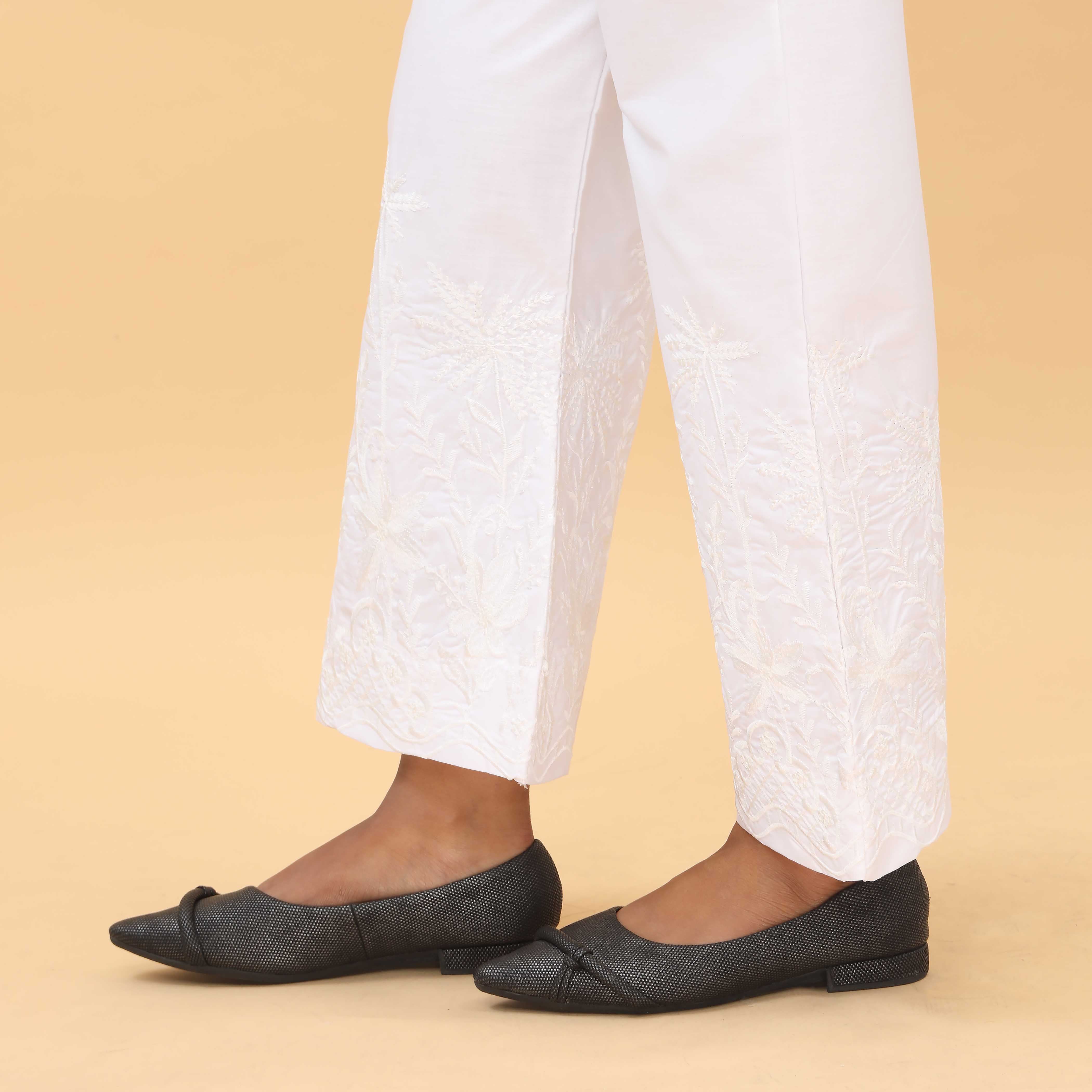 White Slim Fit Plain Trouser PL4072 - Image 2