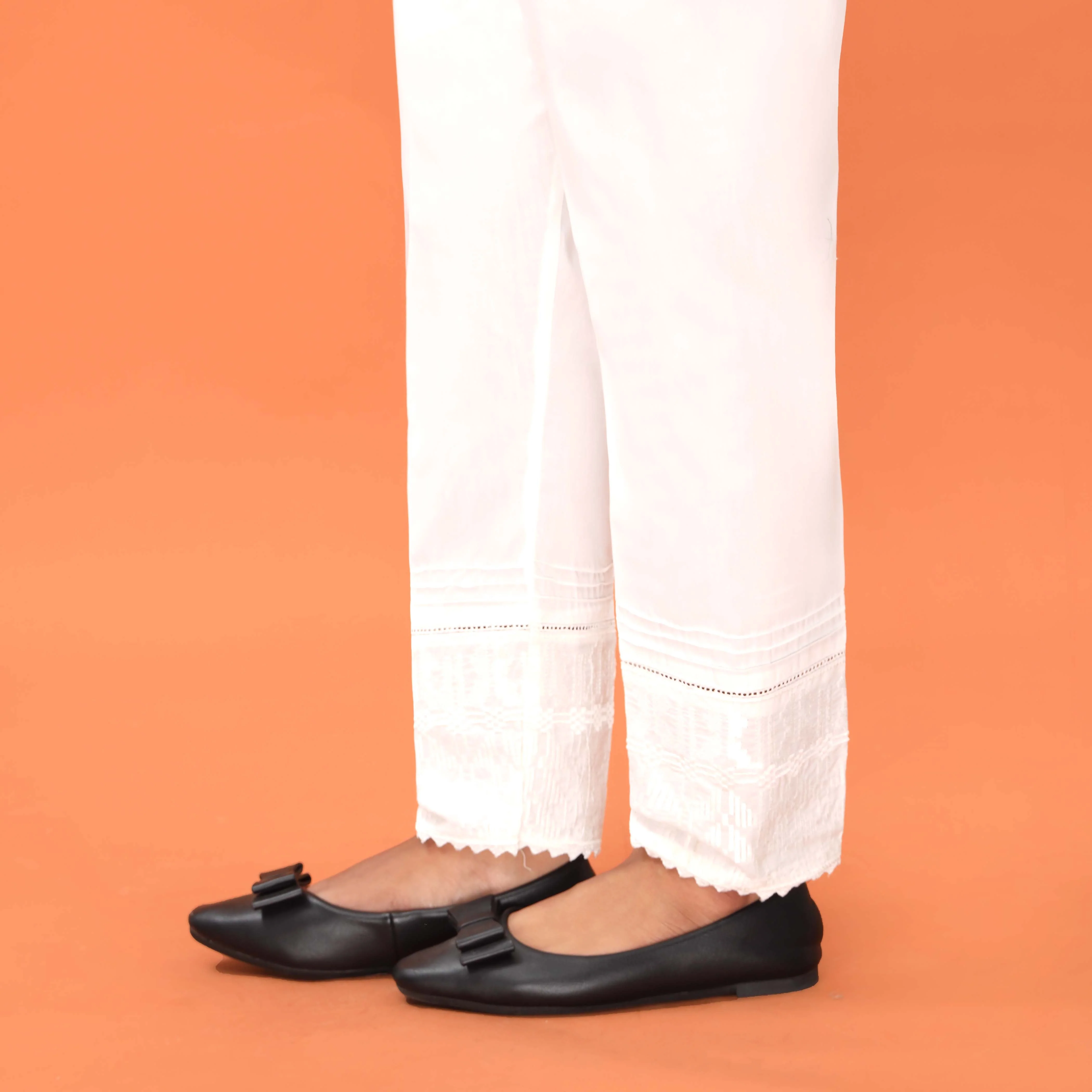 White Slim Fit Plain Trouser PL5001 - Image 3