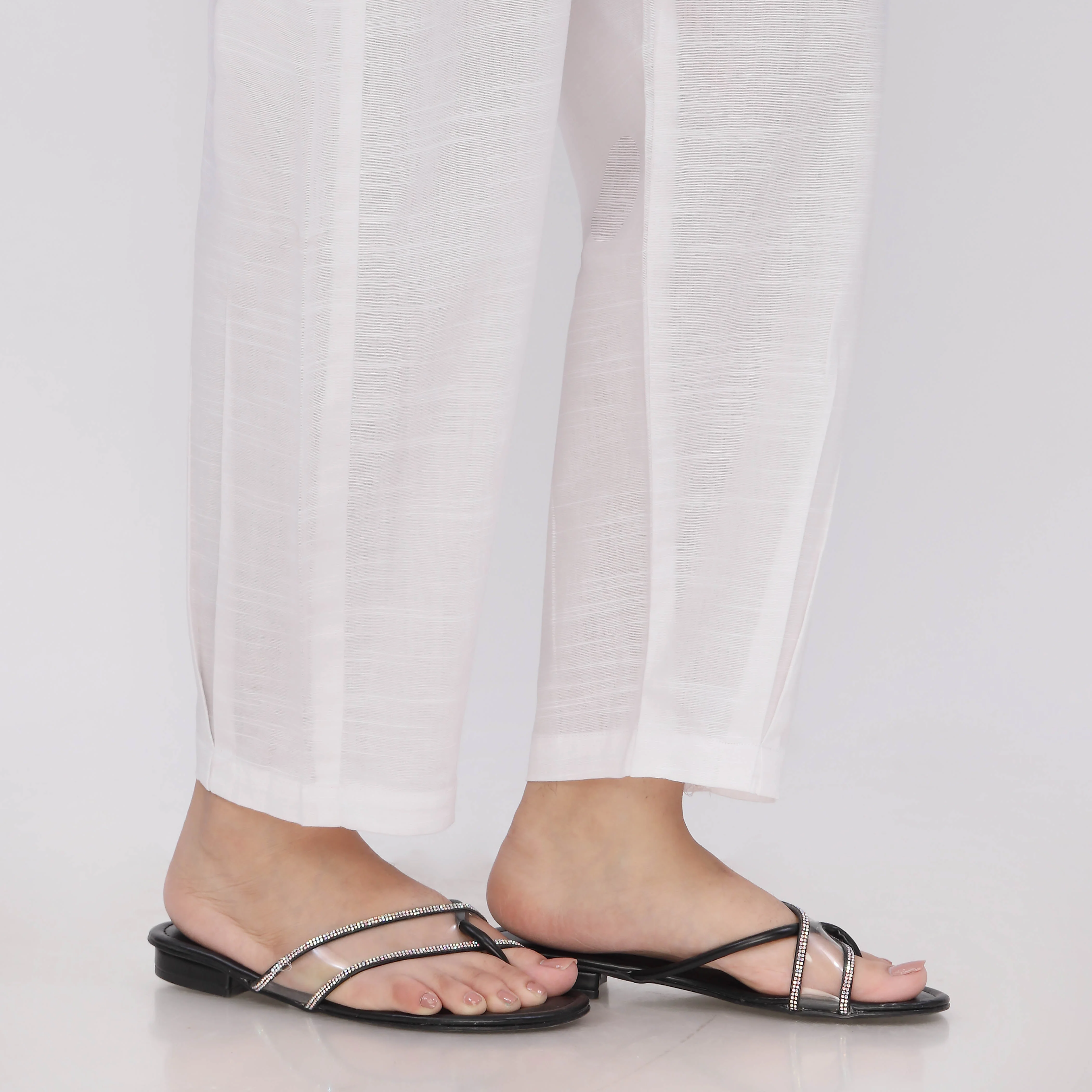White Slub Khader Ballon Pants PL5138 - Image 4