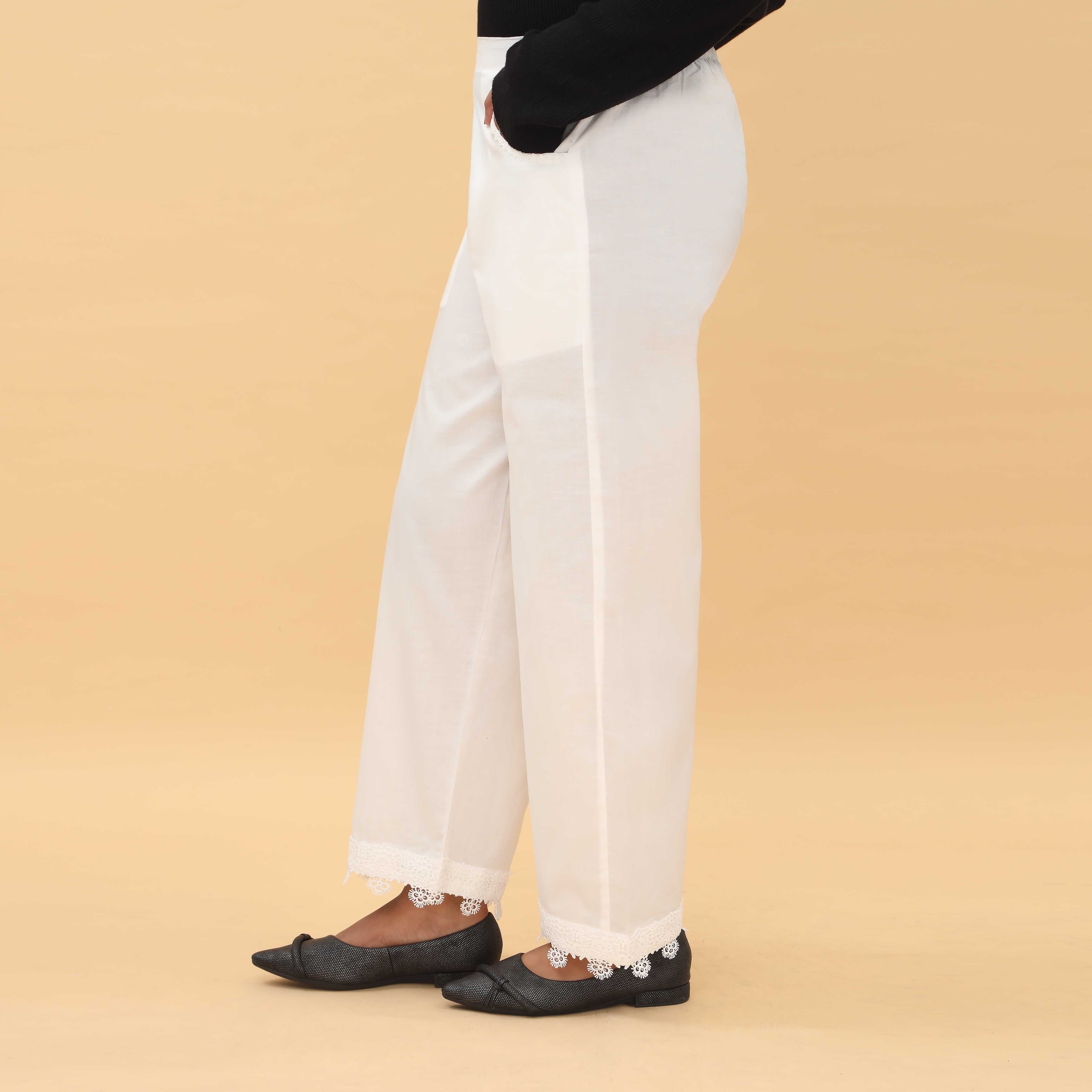 White Straight Fit Embellished Trouser PL5013 - Image 2