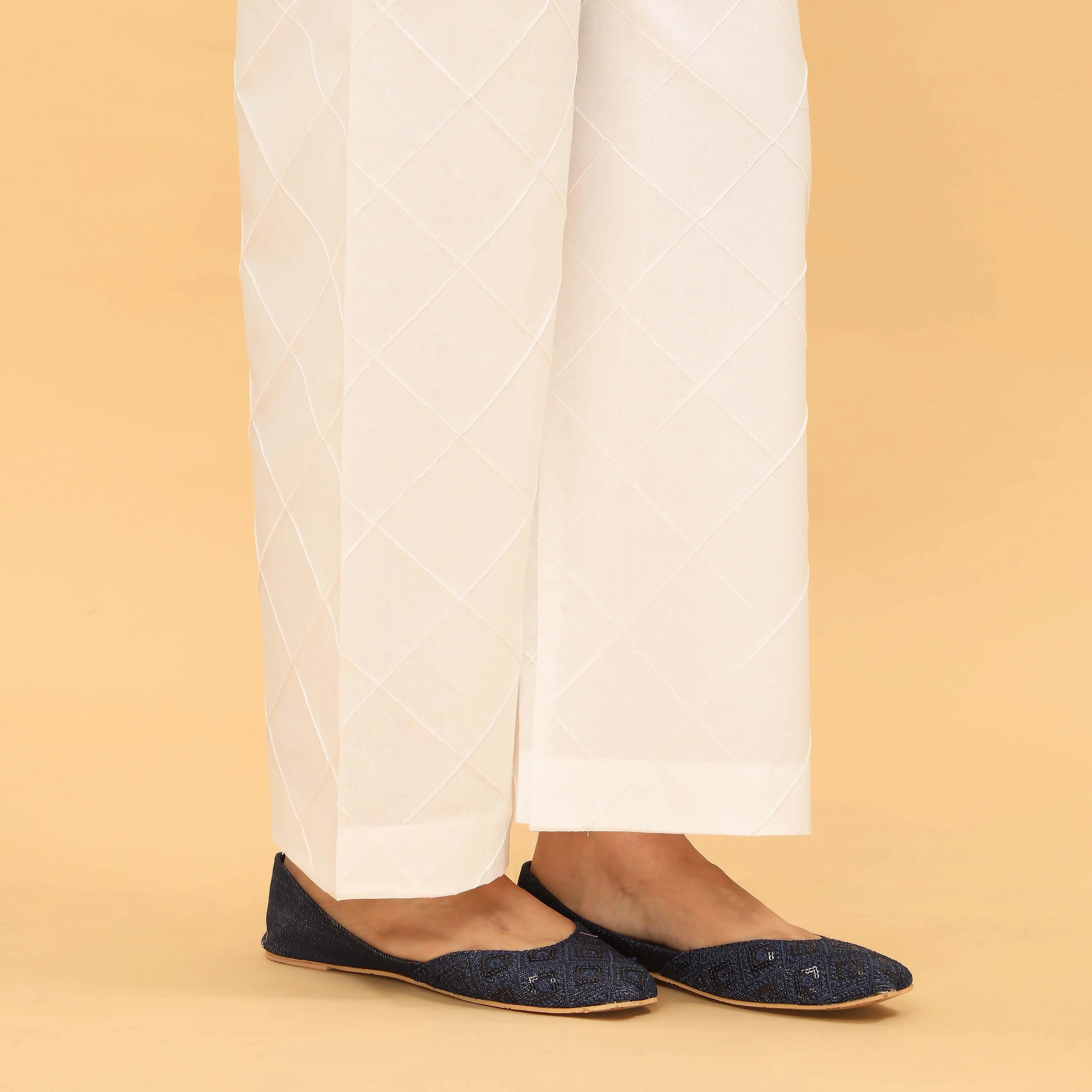 White Straight Fit Embellished Trouser PL5032 - Image 3