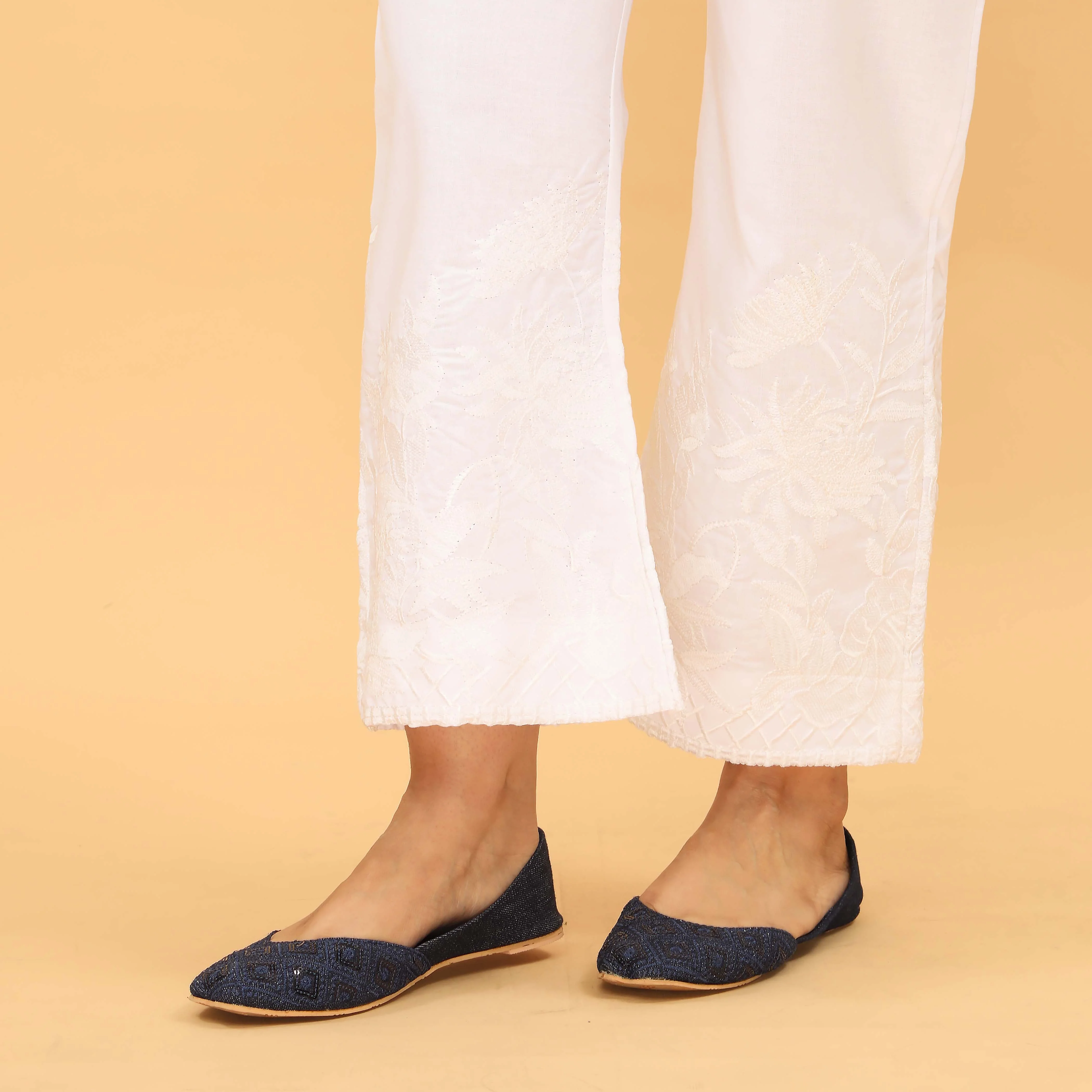 White Straight Fit Embellished Trouser PS4565 - Image 2