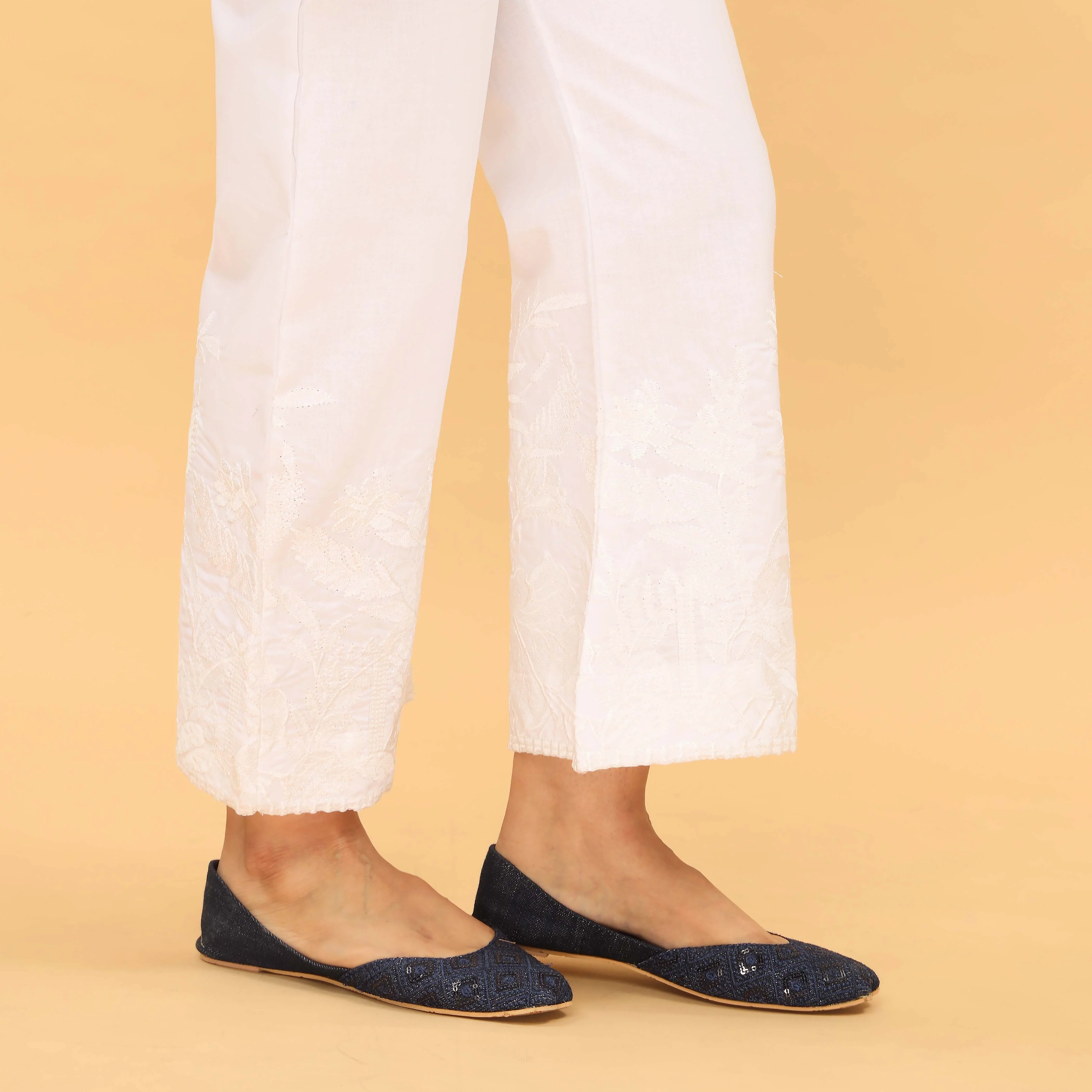 White Straight Fit Embellished Trouser PS4565 - Image 3