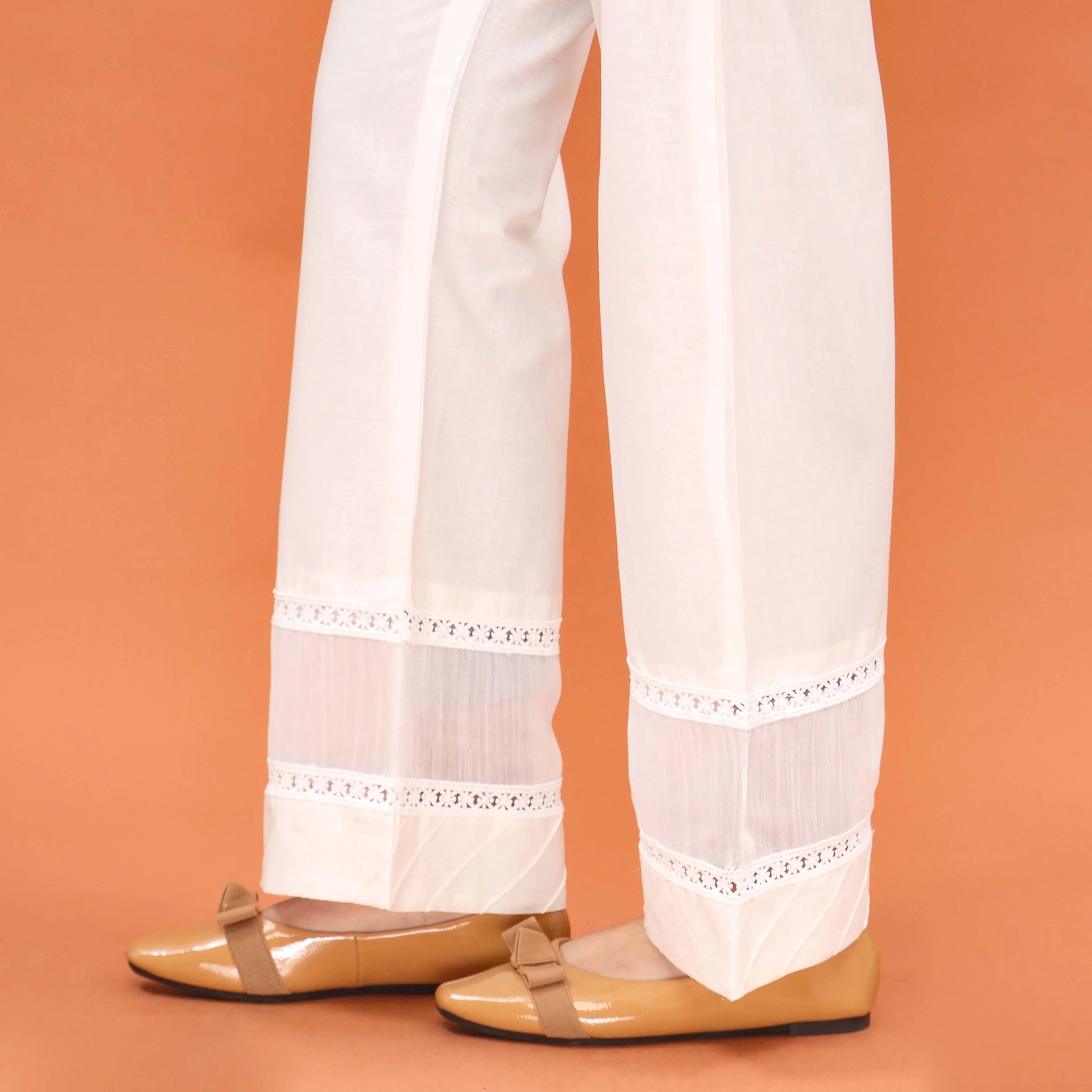White Straight Fit Embroidered Trouser PL5009 - Image 3