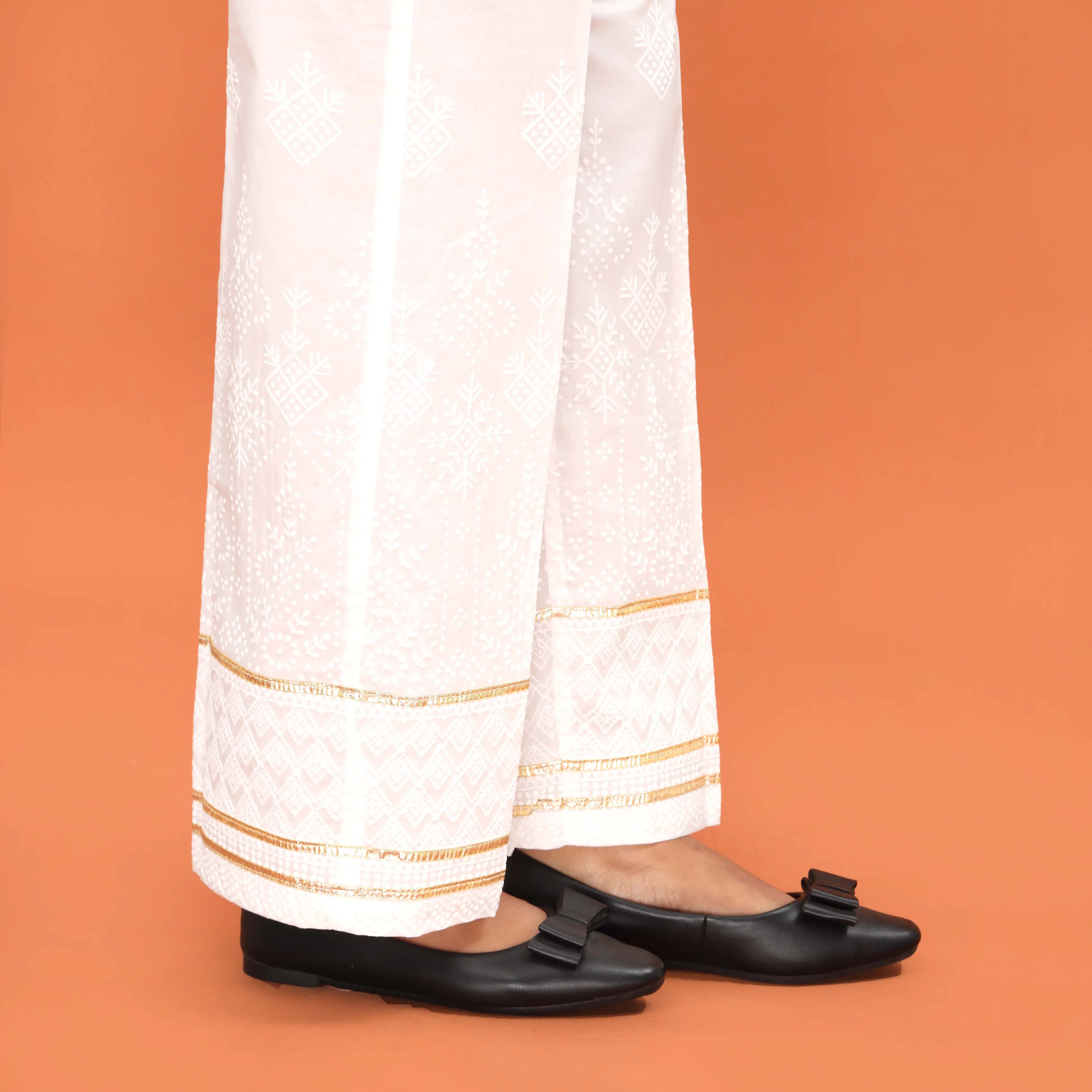 White Straight Fit Embroidered Trouser PL5015 - Image 2