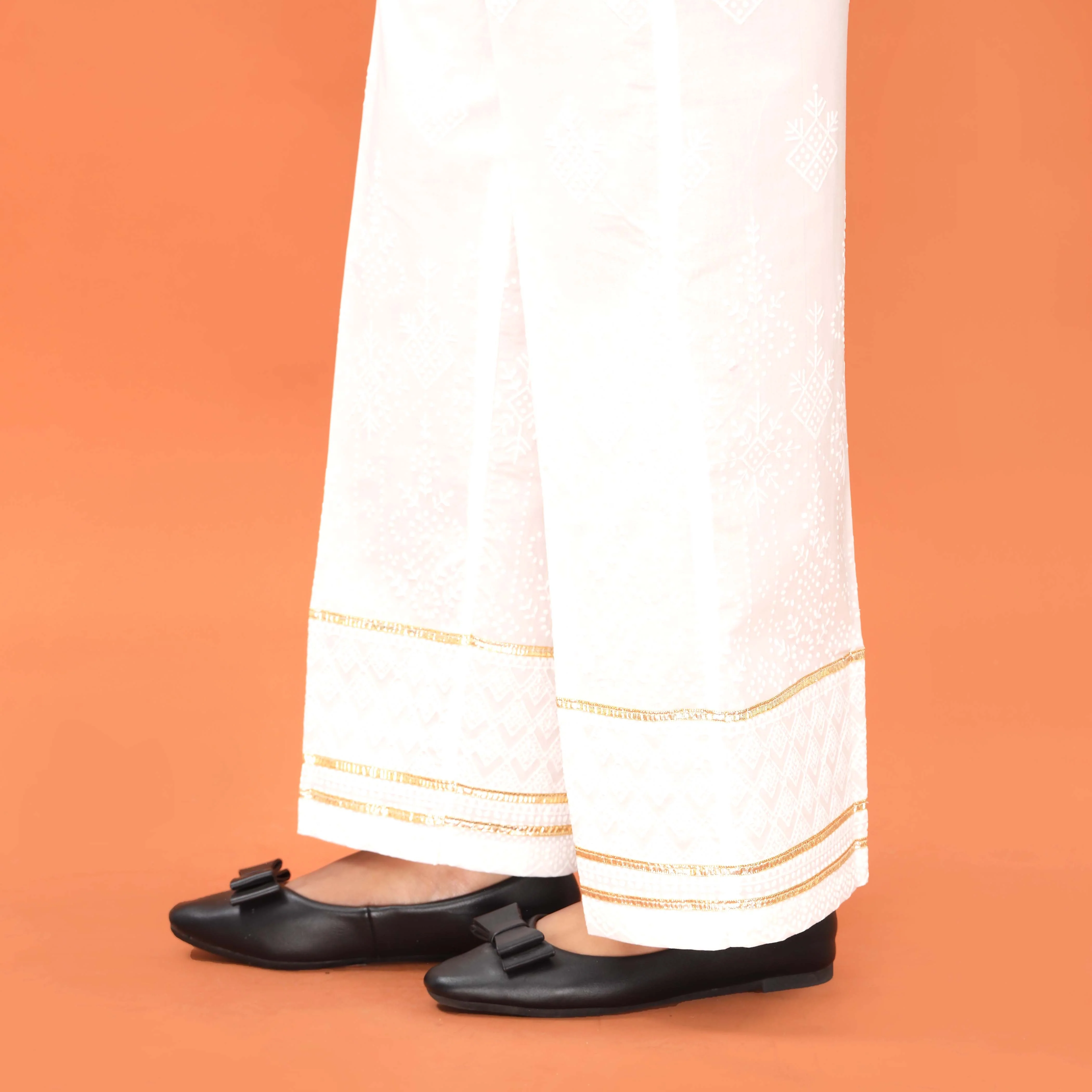 White Straight Fit Embroidered Trouser PL5015 - Image 3