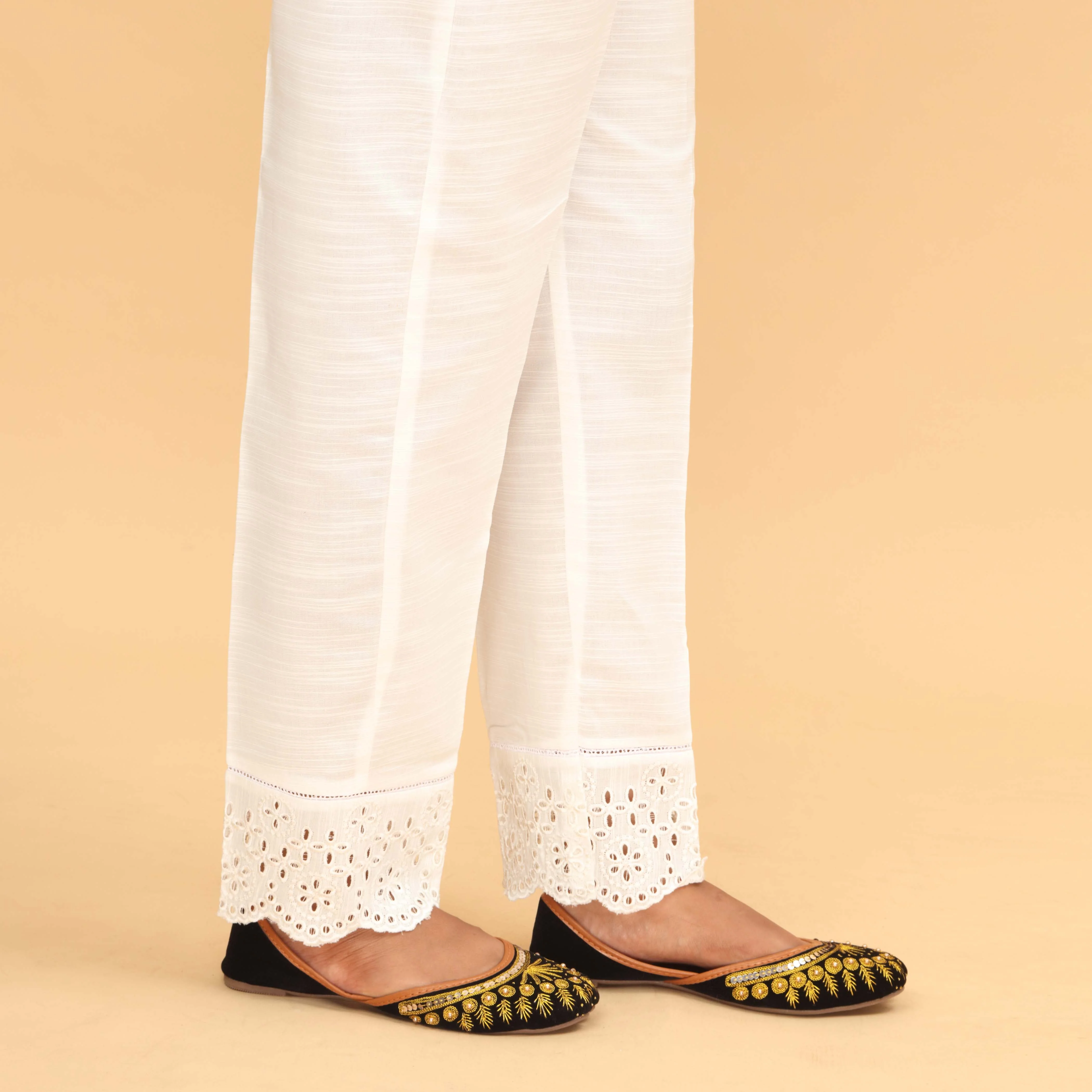 White Straight Fit Plain Trouser PW4514 - Image 2