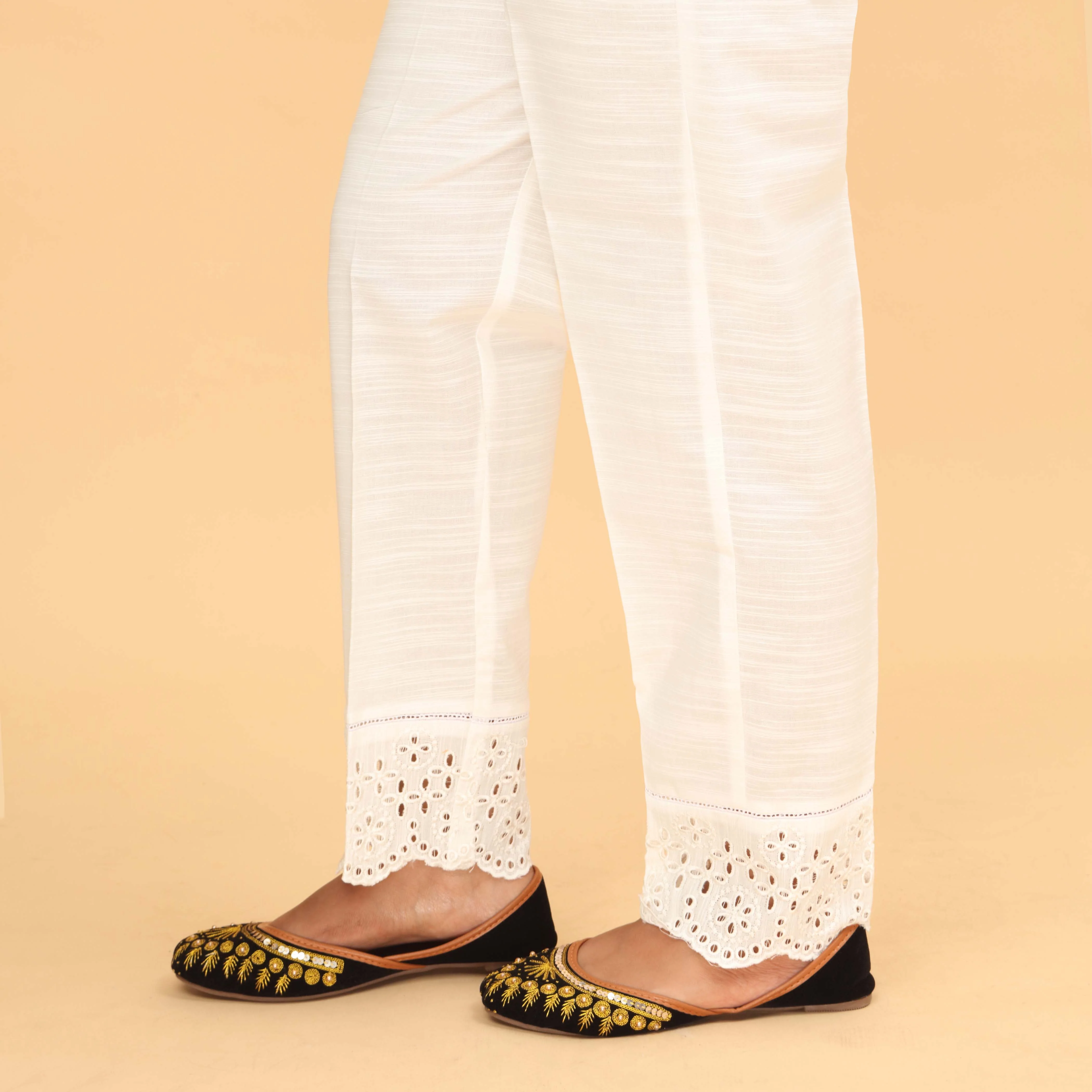 White Straight Fit Plain Trouser PW4514 - Image 3