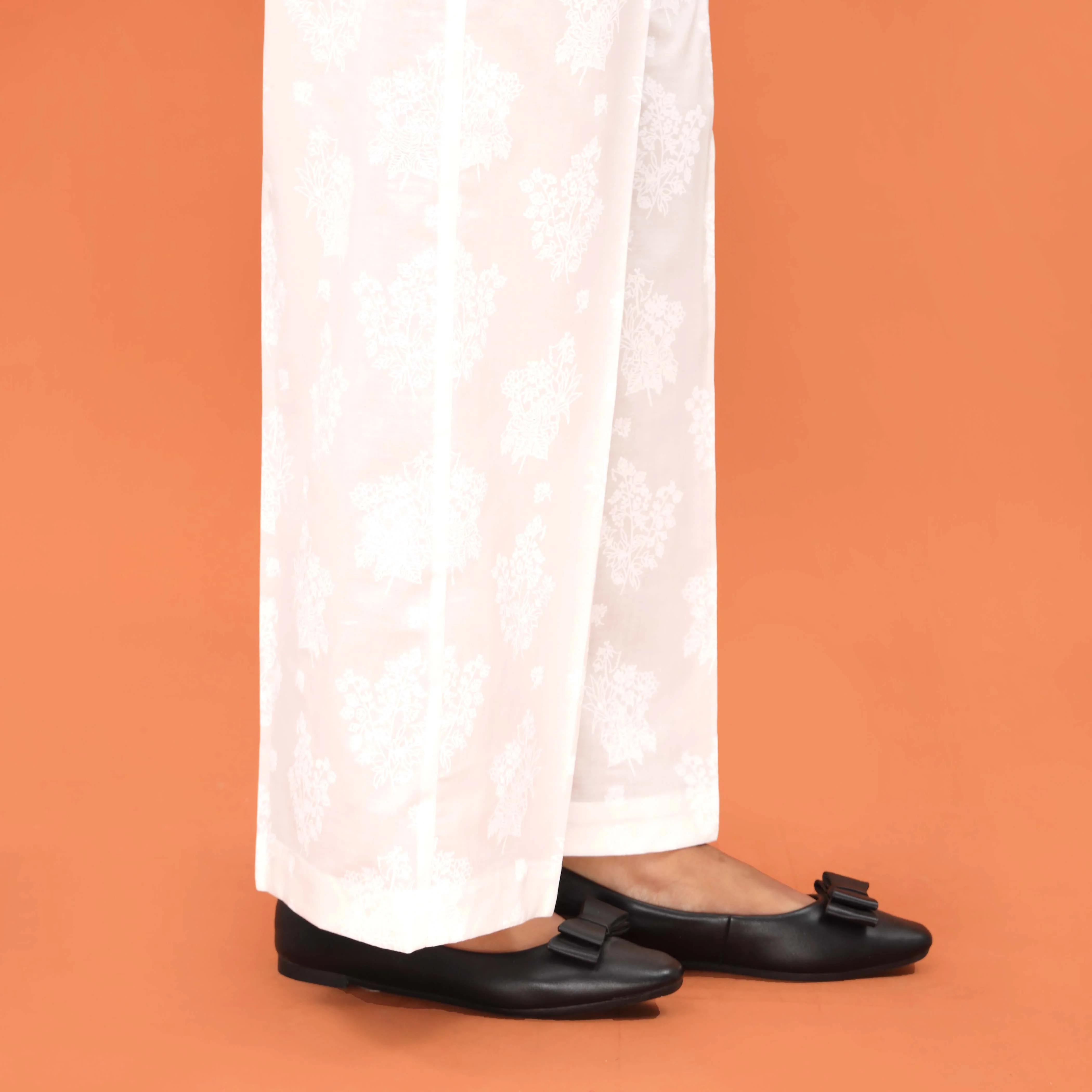 White Straight Fit Printed Trouser PL5017 - Image 3