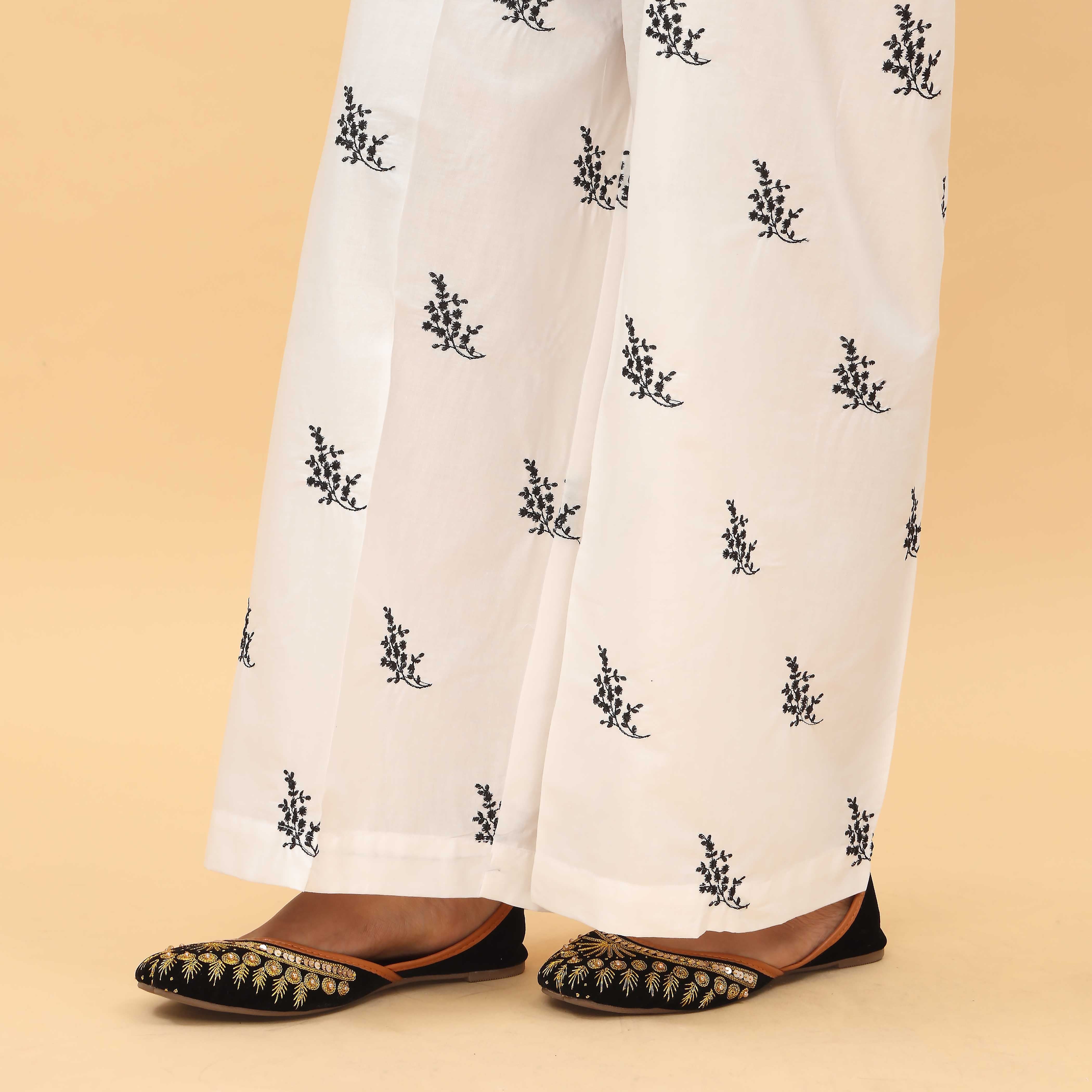 White Straight Fit Printed Trouser PL5018 - Image 2