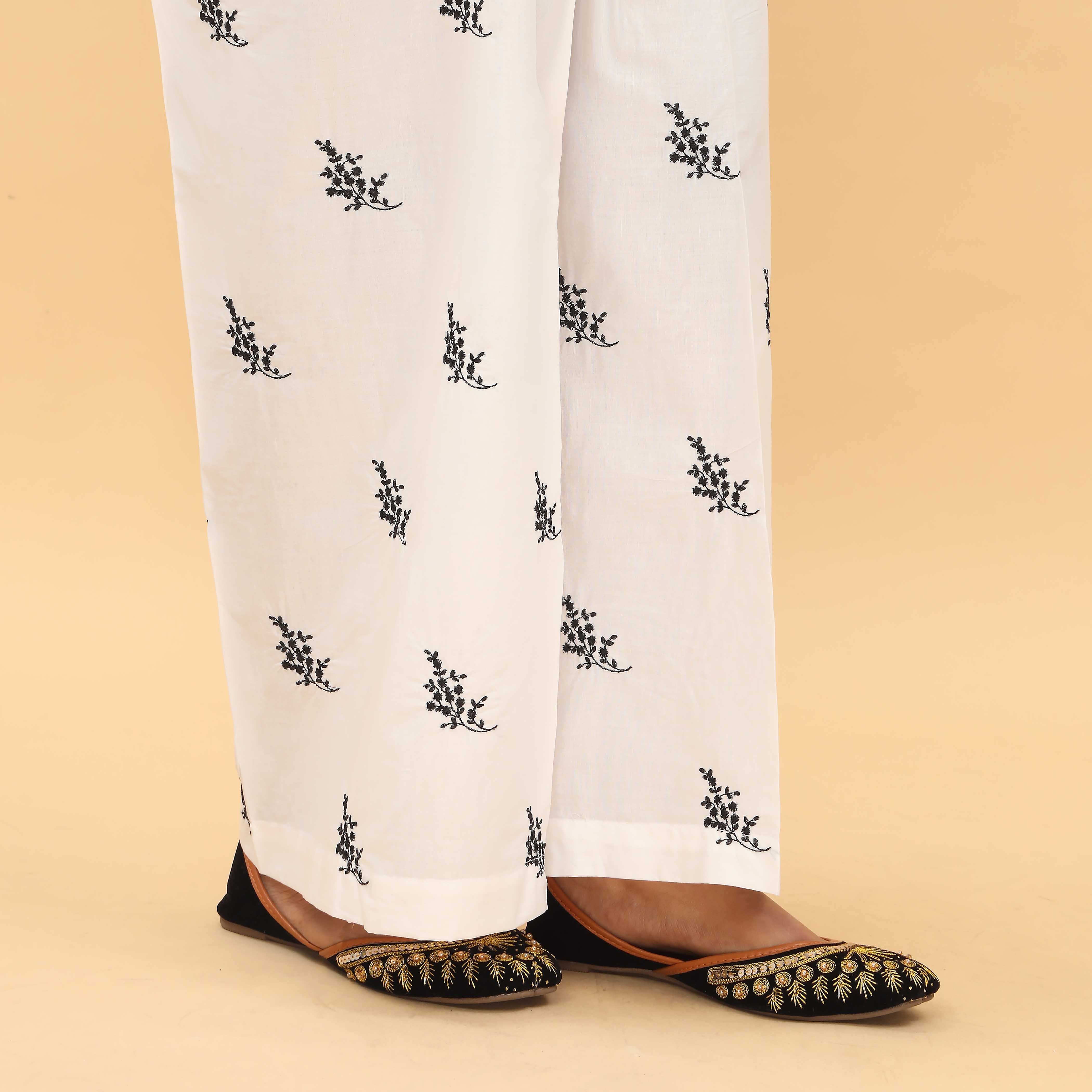 White Straight Fit Printed Trouser PL5018 - Image 3