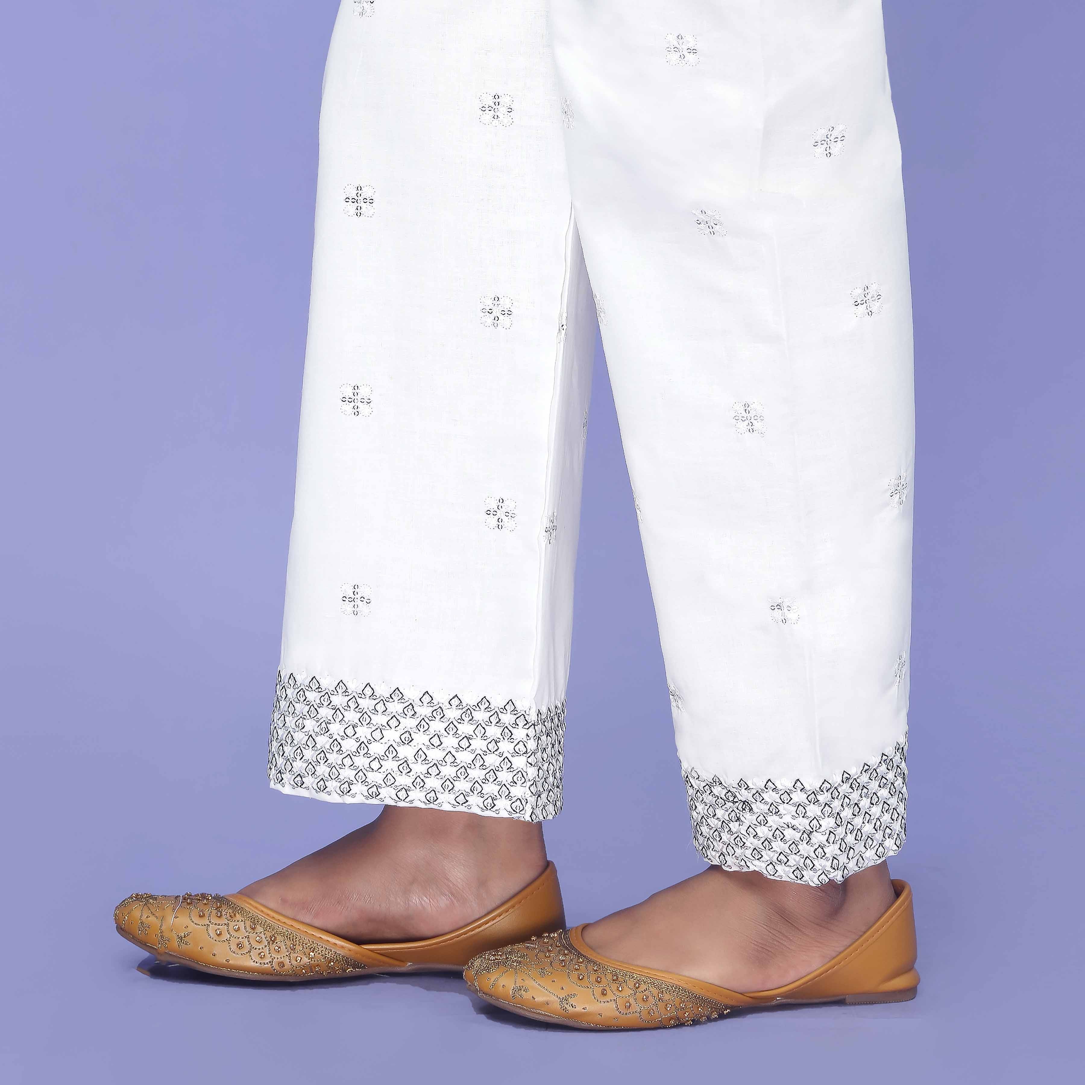 White Striaght Fit Cambric Trouser PL4081 - Image 2