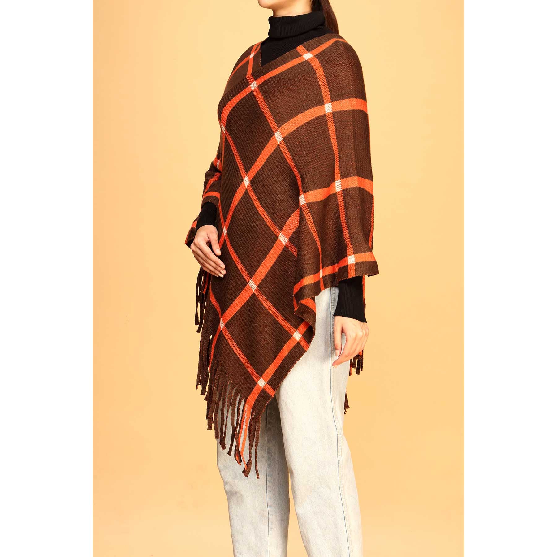 Brown Winter Cape Shawl PW1817 - Image 2
