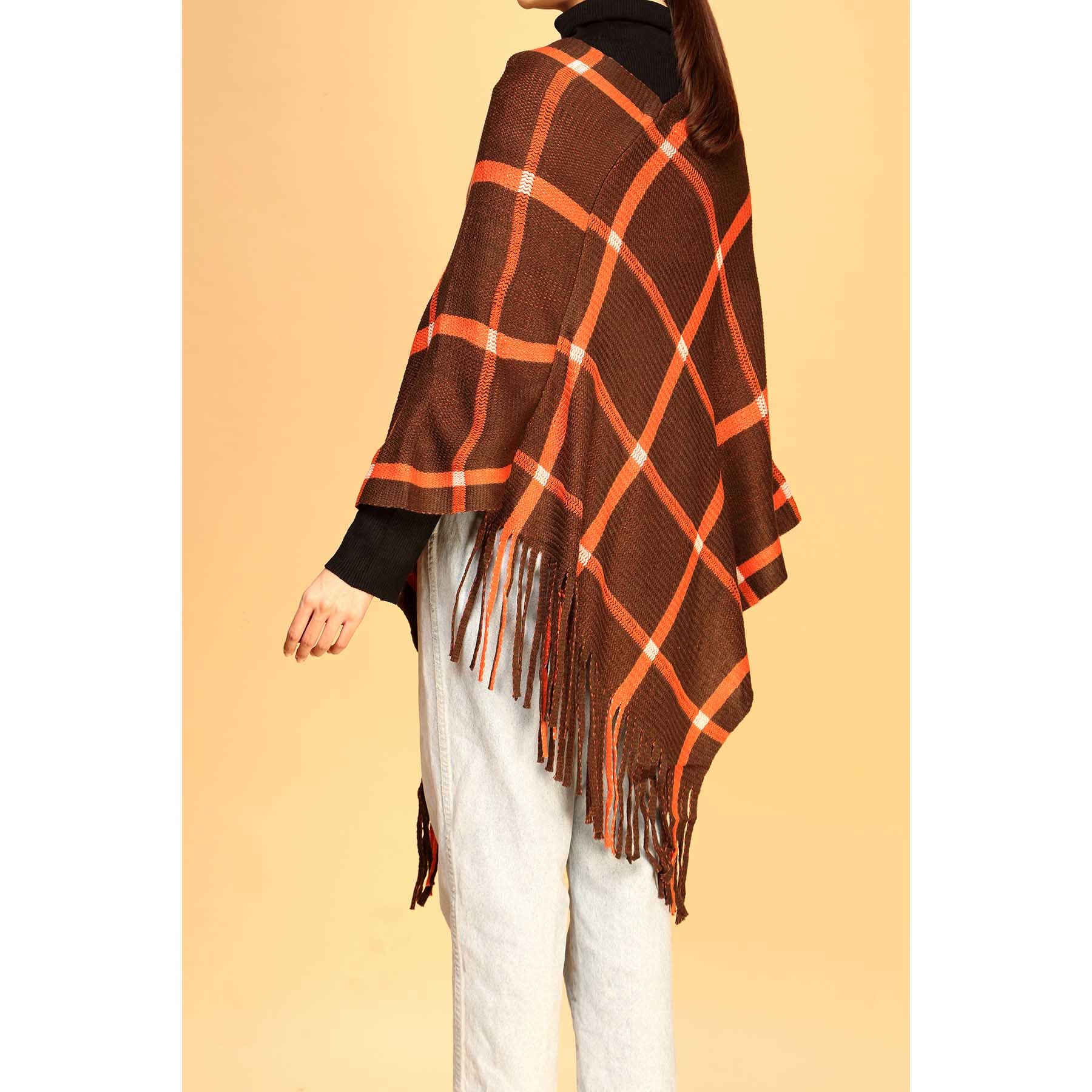 Brown Winter Cape Shawl PW1817 - Image 3