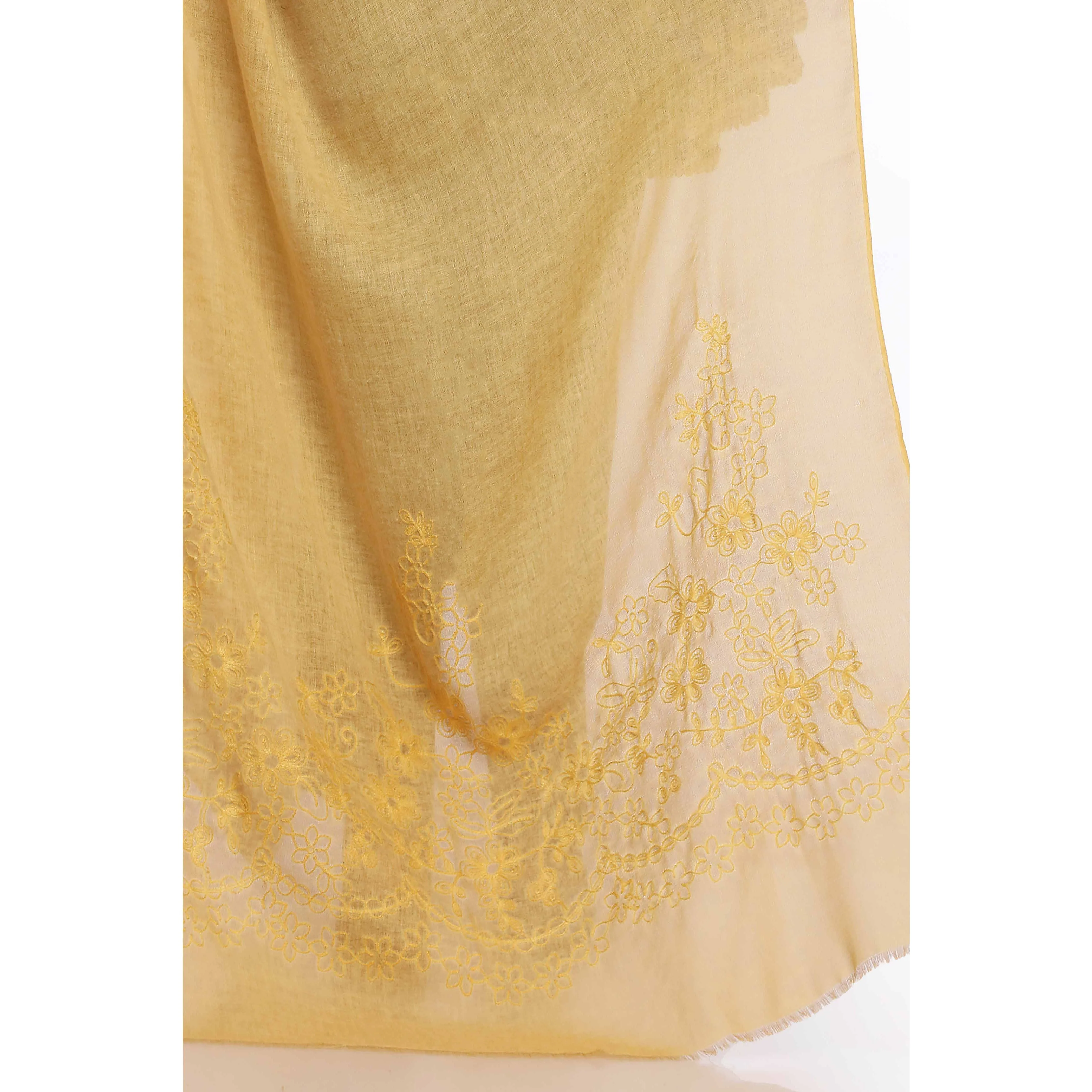 Yellow Aari Embroidered Shawl PW2736 - Image 2