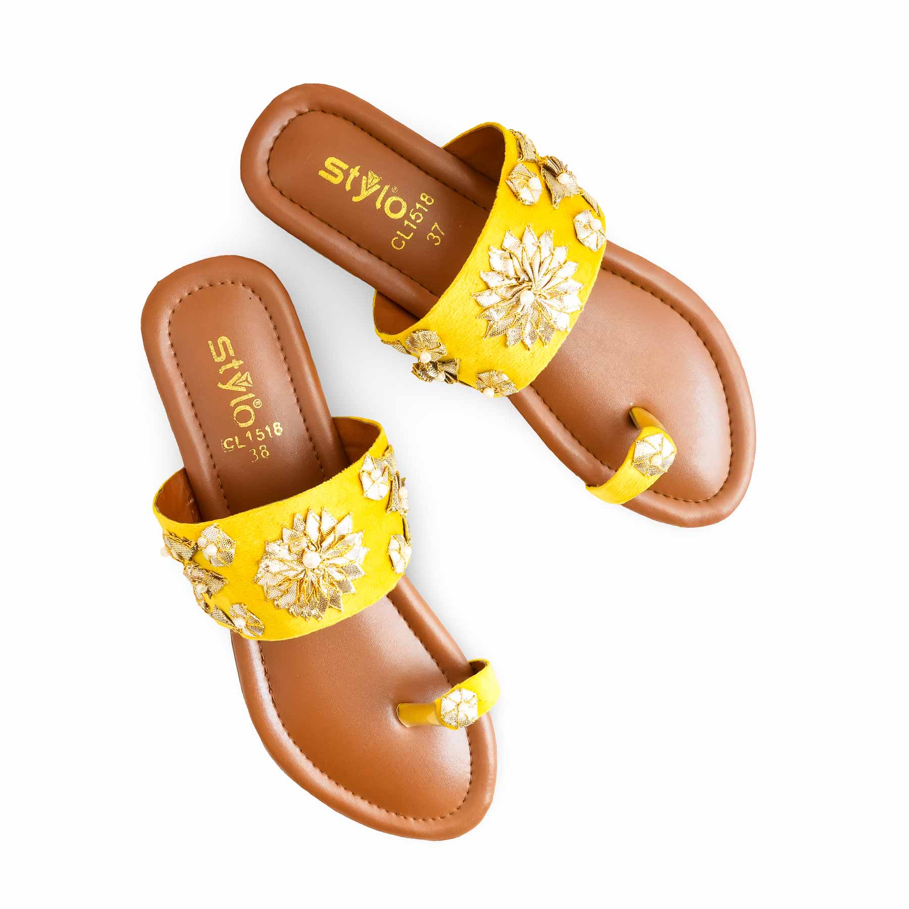 Yellow Casual Chappal For Women CL1518 - Image 5