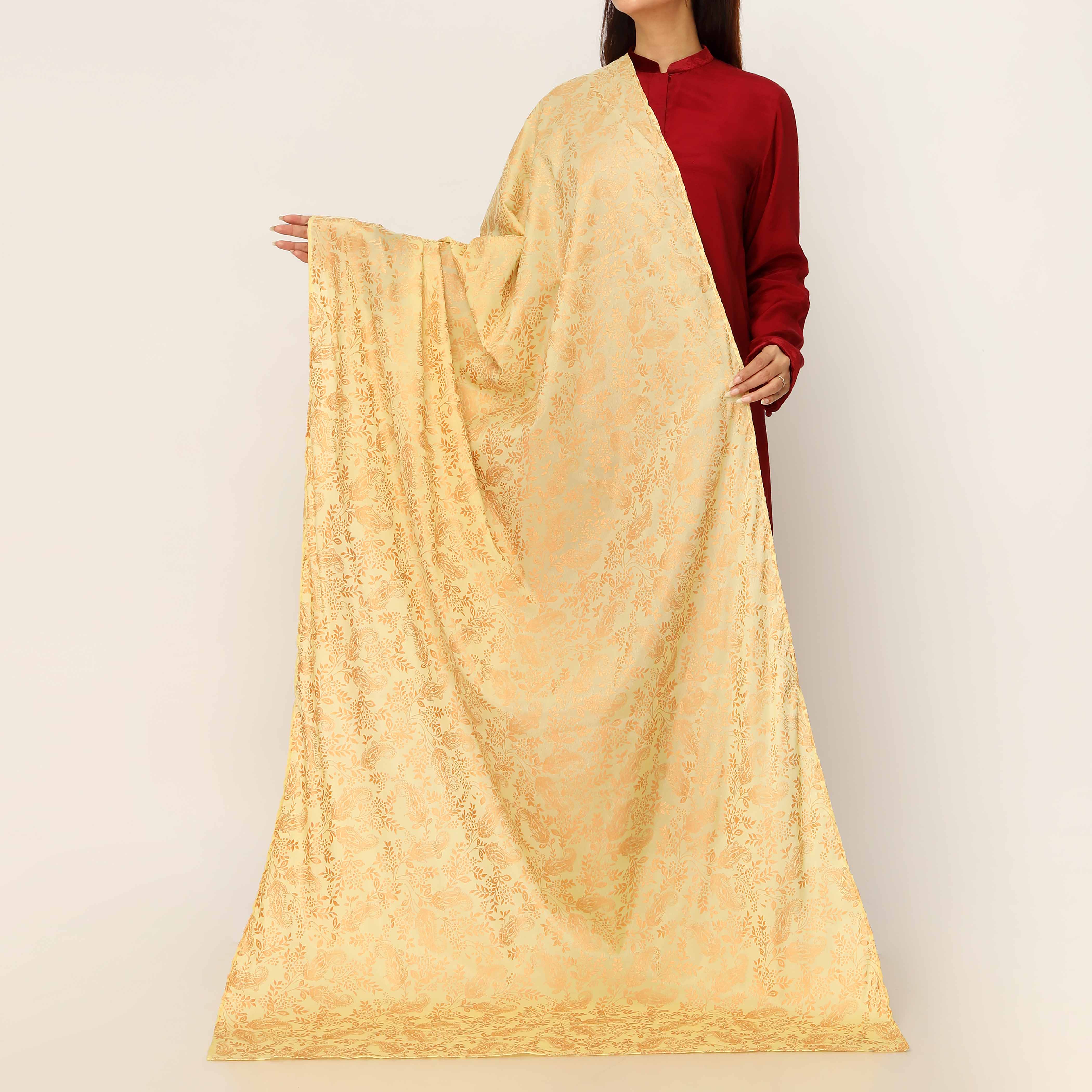 Yellow Plain Chiffon Dupatta PD5501 - Image 2