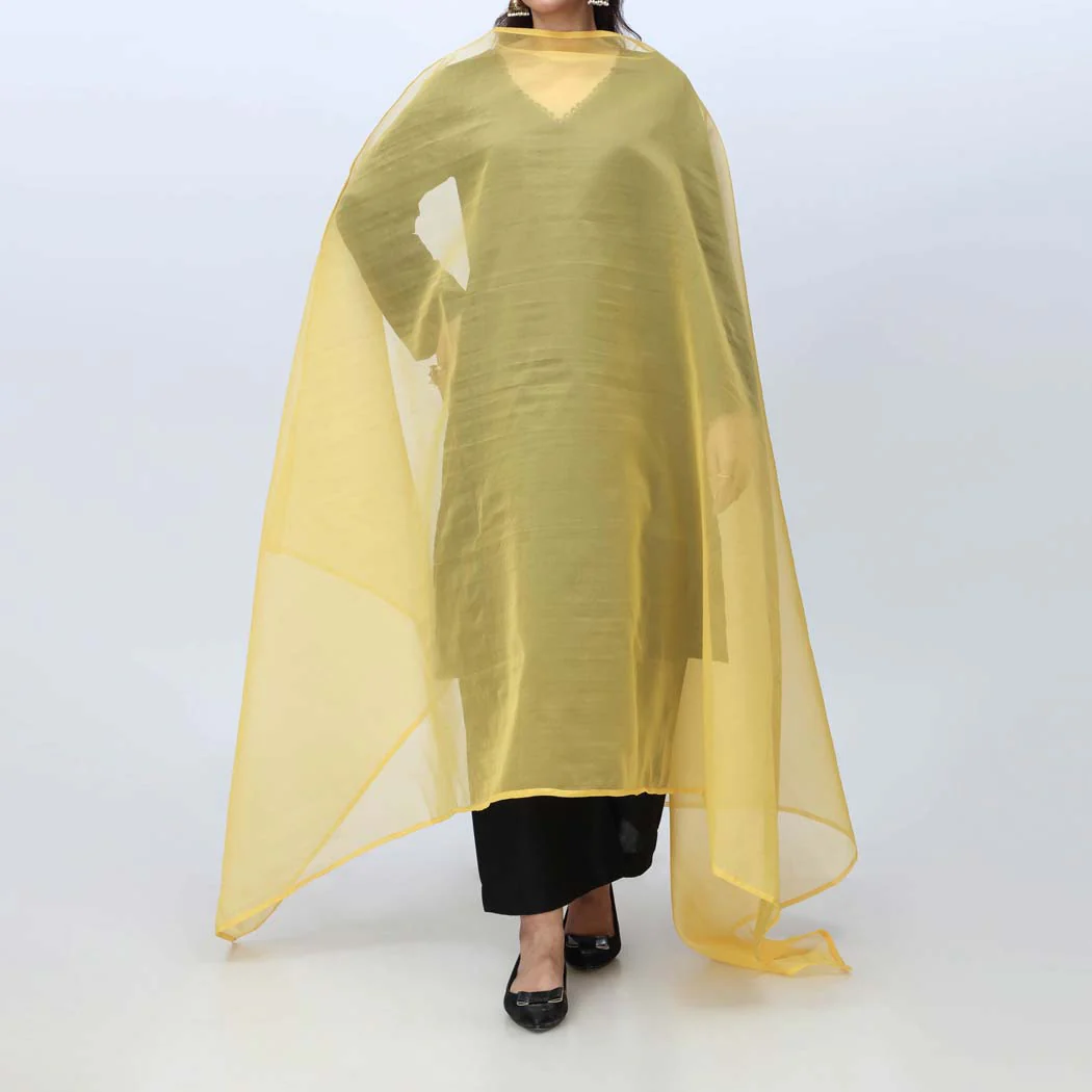 Yellow Plain Organza Dupatta PS4702